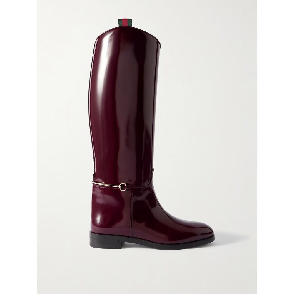 Gucci FW2026 Webbing-trimmed horsebit patent knee boots